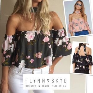 Flynn Skye Off The Shoulder Rose Top With Choker Size Small